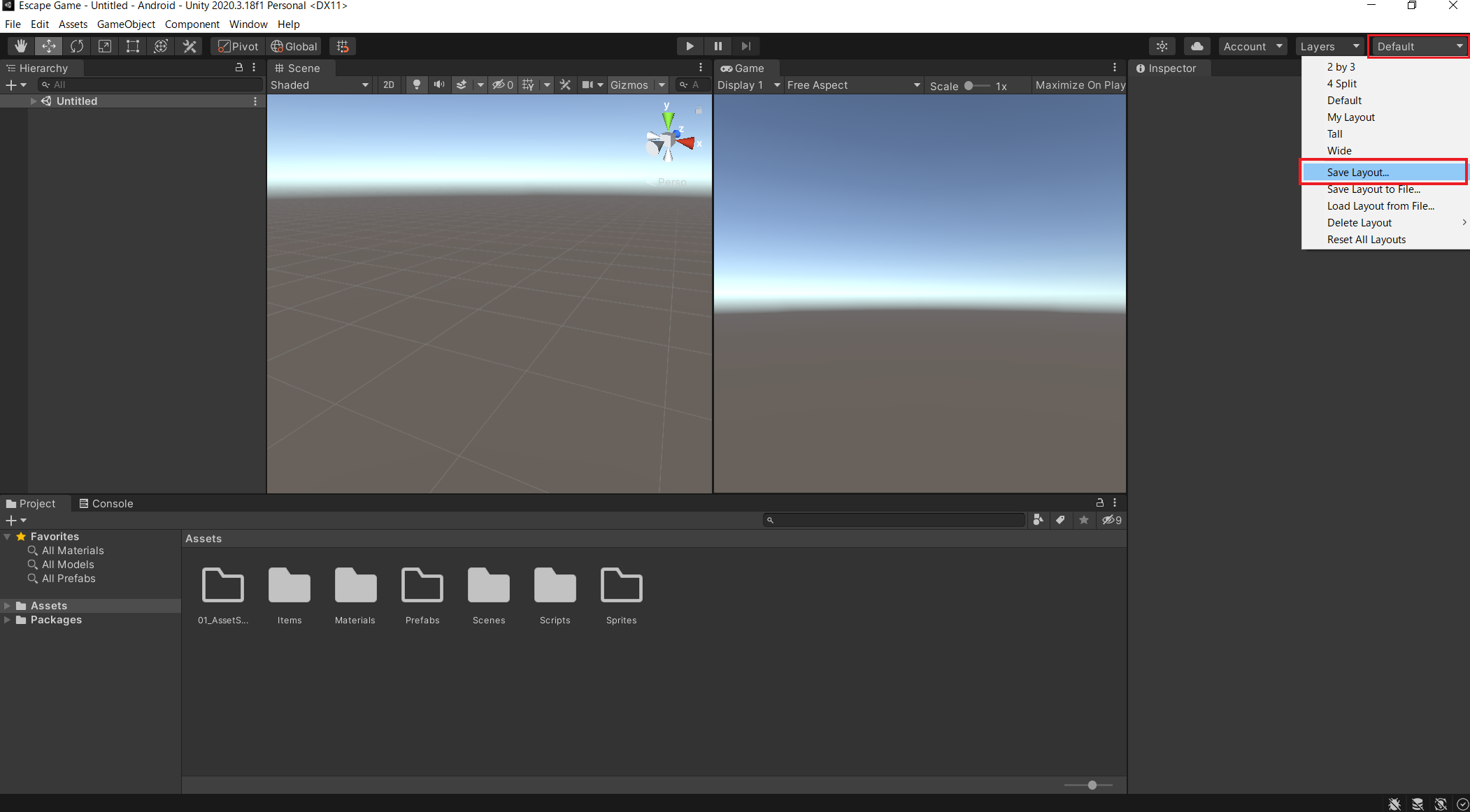 Unity layout 1